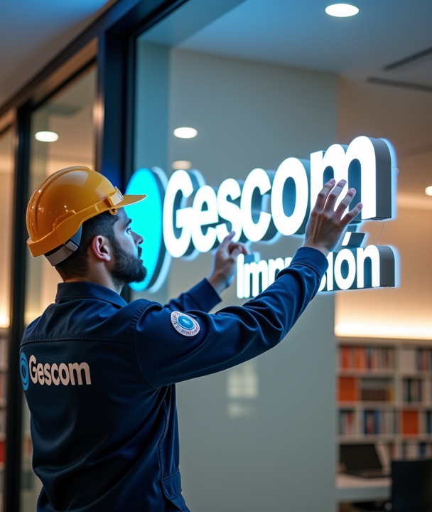 Instalación de rótulos personalizados en fachada por Gescom Impresión en Valencia